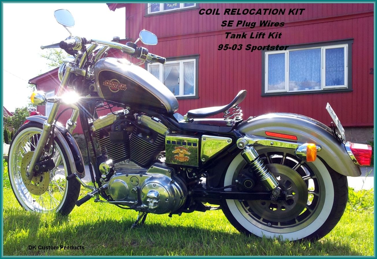 1995-2003 Coil Relocation Kit DK Custom Harley-Davidson  wire tuck better air flow runs cooler M-8 Milwaukee-Eight Softail Twin Cam Sportster Roadster Dyna  Touring Trike Freewheeler 72 48 Big Twin Evo Nightster Iron