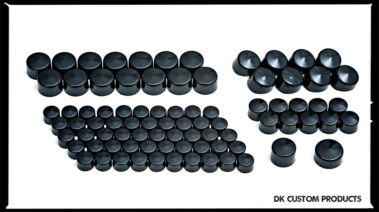 DK Custom Black Murdered Cap Covers for OEM Bolts - Harley Twin Cam & Sportster  Kuryakyn Harley Davidson Hot Toppers Kool Caps