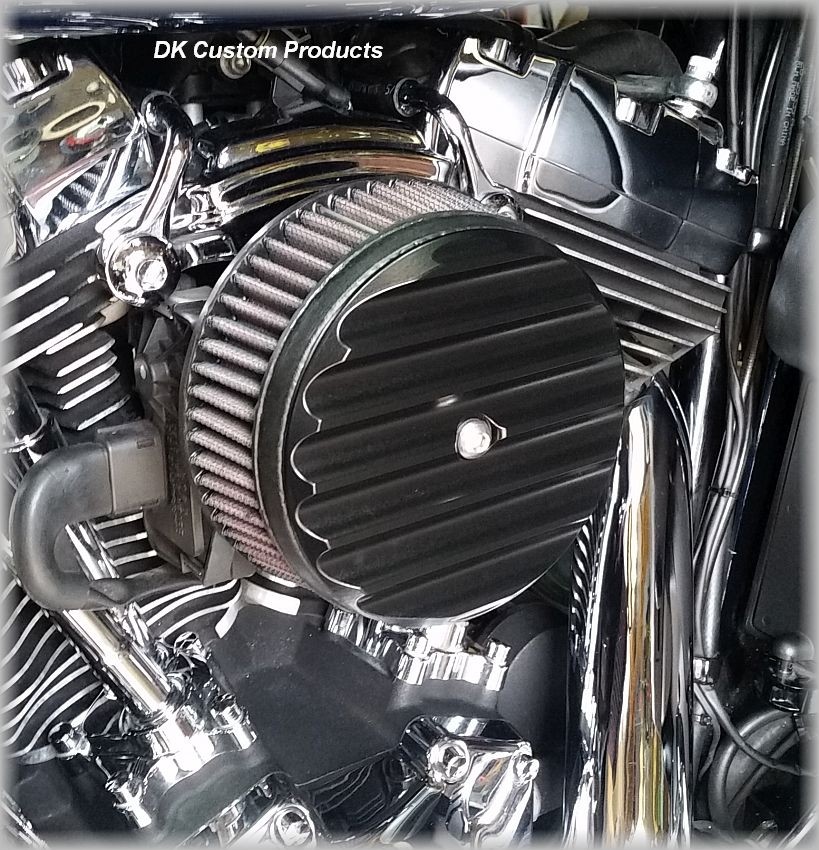 Black Finned HiFlow 606 Air Cleaner System Dyna Softail Touring DK Custom High Flow Harley Davidson performance air cleaner 606 intake kit K&N EBS External Breather System TBW Cable Operated