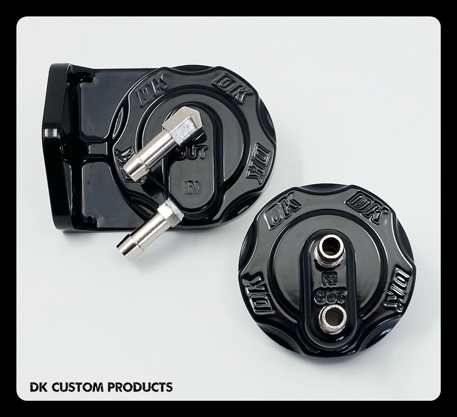 DK Custom Harley-Davidson Oil Filter Relocation Mount & Adapter Components