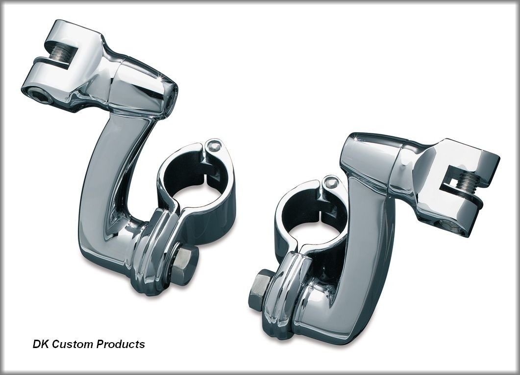 DK CustomChrome Adjustable Highway Peg Mounting Kit w/ Radiused Arms Harely Davidson Foot Pegs