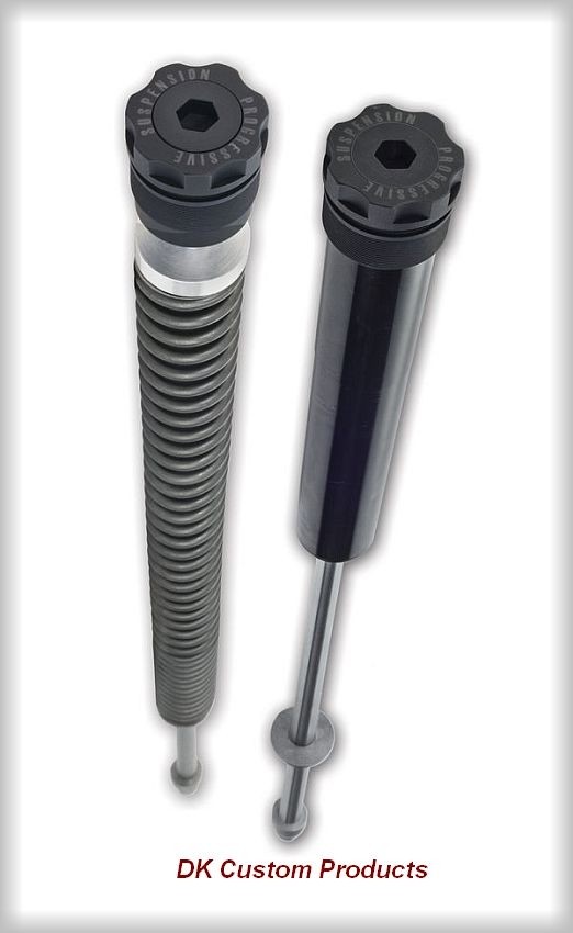 DK Custom Front Suspension - Progressive Monotube FST Asymmetric Fork Cartridge System Harley 14+ Touring & Trike More Comfortable Ride suspension