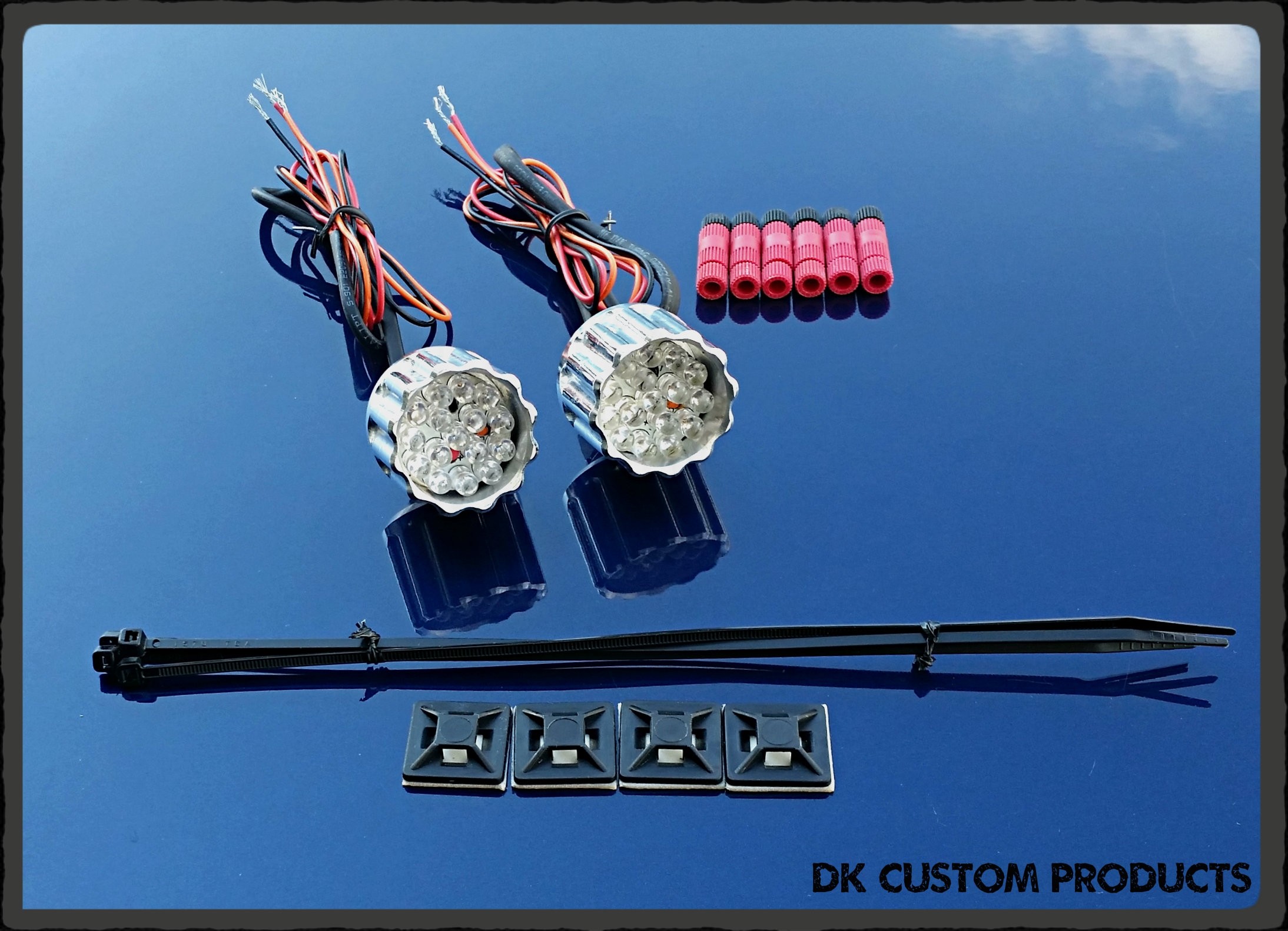 DK Custom 22LR Billet Run Brake Turn LED Lights Black Polished Harley Sportster Dyna Softail