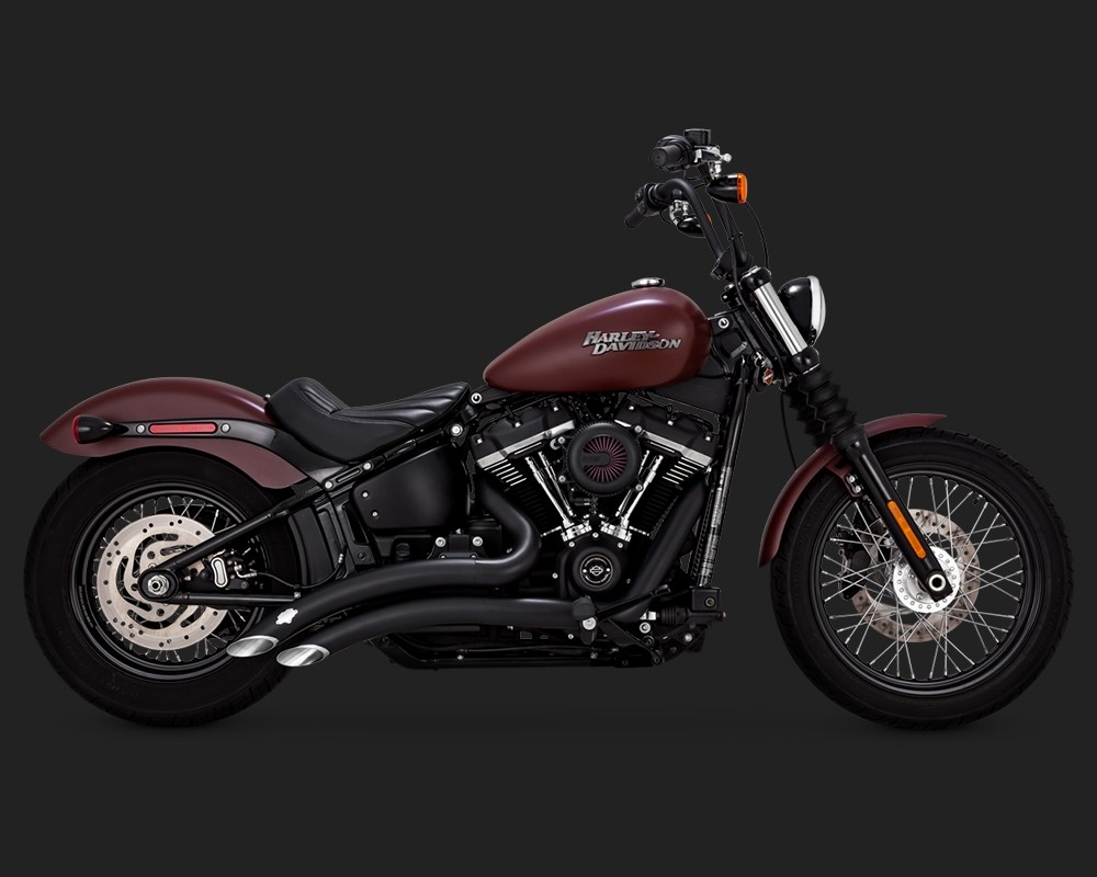 DK Custom V&H Big Radius 2-2 Full Exhaust for Harley Milwaukee-Eight Softail - Black Softails Vance & Hines Thunder Torque 