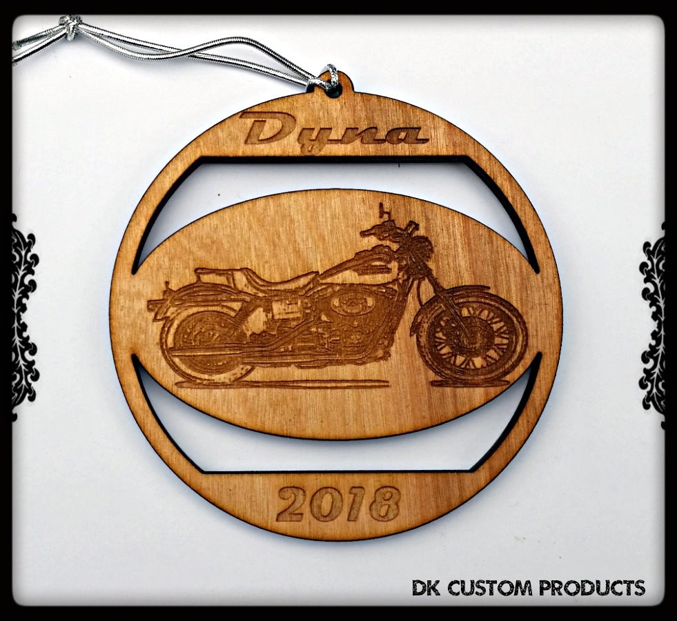 DK Custom Christmas Tree Holiday Harley Dyna Laser Engraved Ornament