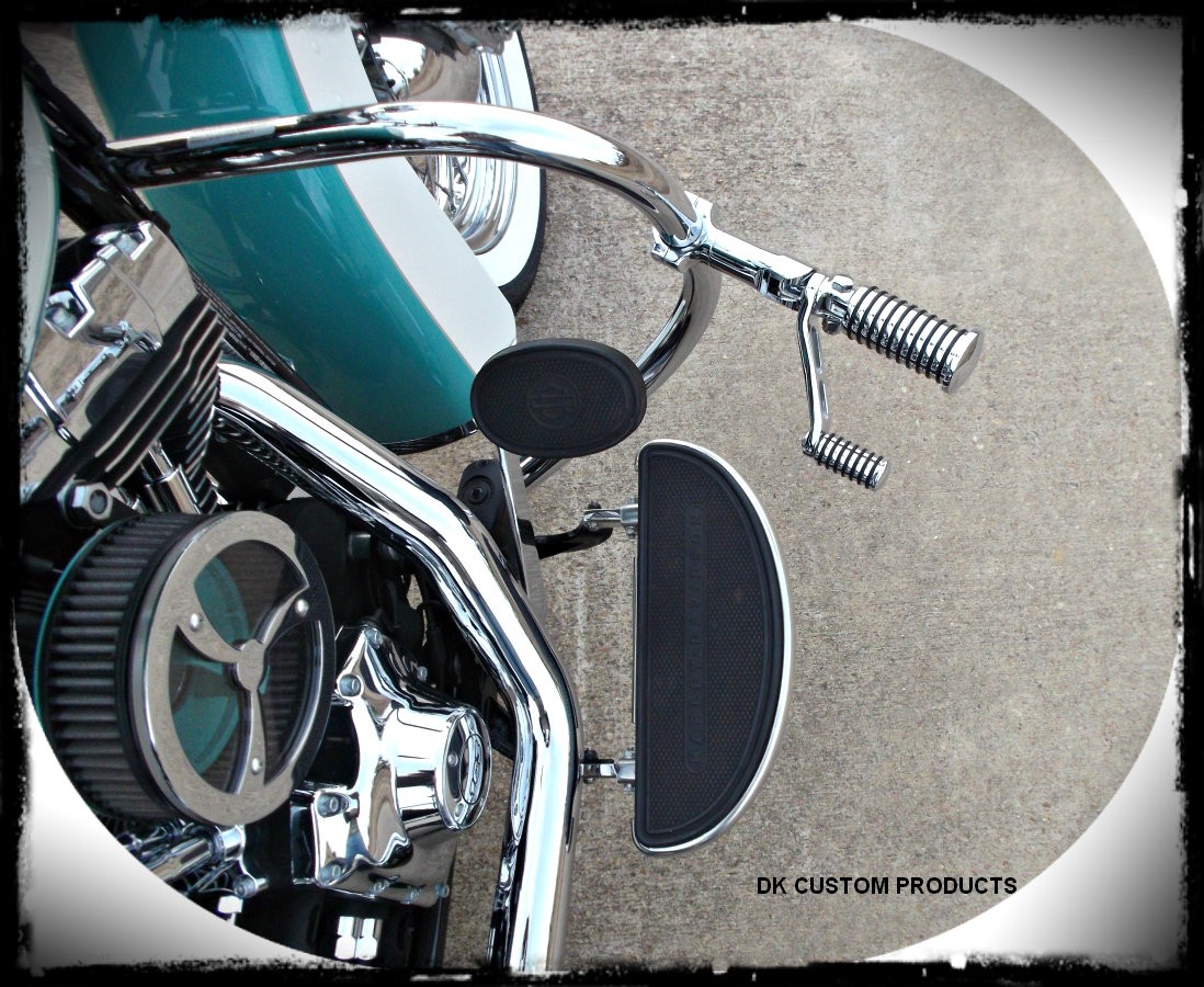 DK Cuatom Chrome Heel Rest Bracket & Arm Kit HARLEY DAVIDSON DK Custom Sportster Dyna Softail Forward Controls Highway Foot Peg Comfort