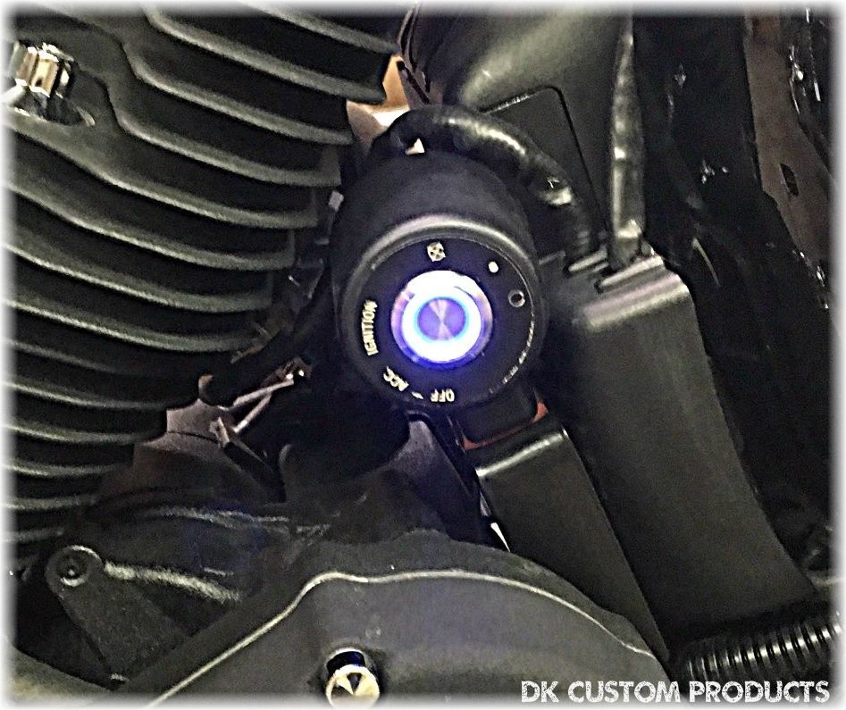 DK Custom Push-ButPush-Button LED Ignition Switch Stock or Relocated Position DK Custom Products Harley Davidson FITS SPORTSTERS 1995-2013 BETTER, CLEANER LOOK Black or polished Blue LED lightton LED Ignition Switch Harley-Davidson M-8 Milwaukee-Eight Sof