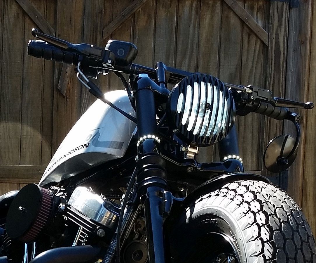DK Custom Stealth LED Front Turn Signals - White Run Plug-n-Play Sportster Custom Dynamics SEE & BE SEEN