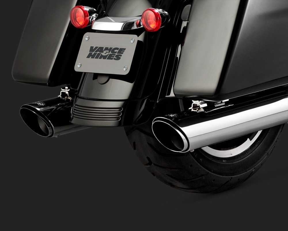 DK Custom V&H Twin Slash Round Slip-ons for Harley M8 Milwaukee-Eight Touring - Chrome Harley-Davidson Vance & Hines