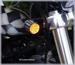 DK Custom Billet 22LR Polished Black Running Lights Turn Signal Bright LED Universal Fitment Harley Sportster Dyna