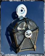 DK Custom Gloss Black & Chrome Mesh Cowbell Horn Cover for Harley Kuryakyn Willie G Skull