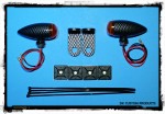 Carbon Fiber Look CFL Streamliner Bullet  Marker Lights Relocation Kit DK Custom Products Harley-Davidson  Universal fit for 12 volt motorcycles SEE & BE SEEN