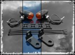 Sano Black Streamliner Bullet Front Turn Signal & Marker Lights Relocation Kit DK Custom Products Harley-Davidson  Universal fit for 12 volt motorcycles SEE & BE SEEN