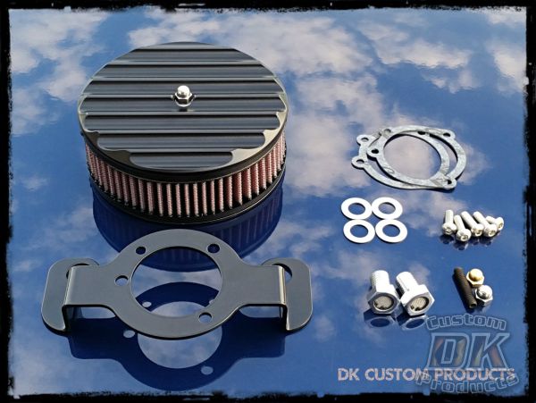 Black Finned Complete HiFlow 587 Air Cleaner Sportster  DK Custom Harley Davidson High Flow Air cleaner DK Custom Nightster Iron 48 Custom Low SuperLow Stage I K&N EFI Carbureted