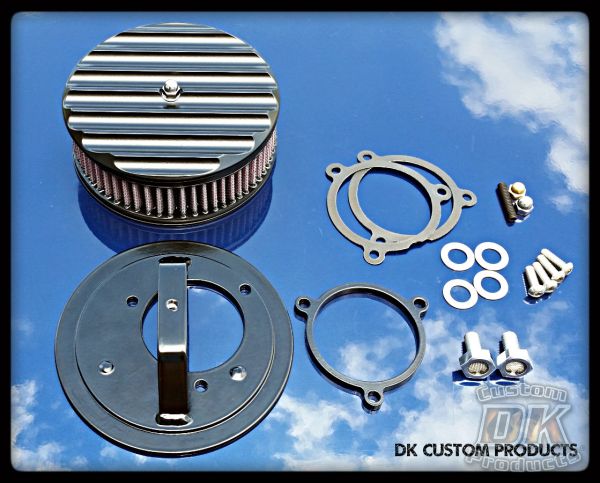 Black Finned Complete HiFlow 587 Air Cleaner HD Milwaukee-Eight Harley Davidson DK Custom Outlaw Touring Twin Cam Dyna Softail Trike Freewheeler Sportster Tri Glide Kury Kuryakyn Stage I High Flow SE Heavy Breather