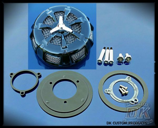 Black 7 Spoke HiFlow 606 Air Cleaner Sys. Harley Milwaukee-Eight DK Custom Milwaukee-Eight Maximum Power High Flow Harley Davidson performance air cleaner 606 intake kit K&N EBS External Breather System Stage I Outlaw