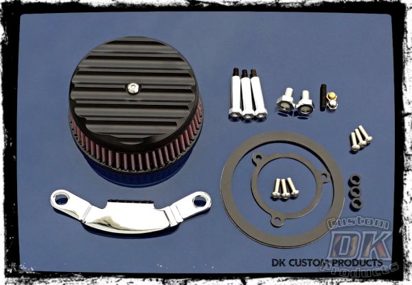 Black Finned HiFlow 606 Air Cleaner System Dyna Softail Touring DK Custom High Flow Harley Davidson performance air cleaner 606 intake kit K&N EBS External Breather System TBW Cable Operated