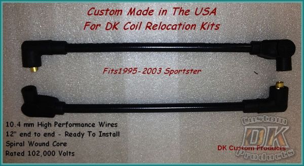DK Custom 409 Black PRO RACE Plug Wires 95-03 Sportster Taylor High Performance Maximum Fire Power Silicone ECM Coil Relocation Harley Davidson
