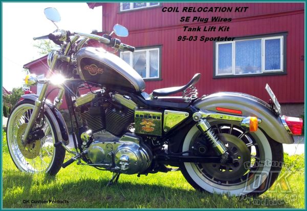 1995-2003 Coil Relocation Kit DK Custom Harley-Davidson wire tuck better air flow runs cooler M-8 Milwaukee-Eight Softail Twin Cam Sportster Roadster Dyna Touring Trike Freewheeler 72 48 Big Twin Evo Nightster Iron