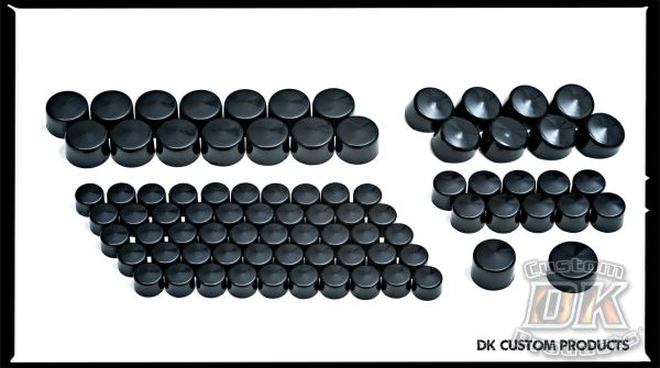 DK Custom Black Murdered Cap Covers for OEM Bolts - Harley Twin Cam & Sportster  Kuryakyn Harley Davidson Hot Toppers Kool Caps