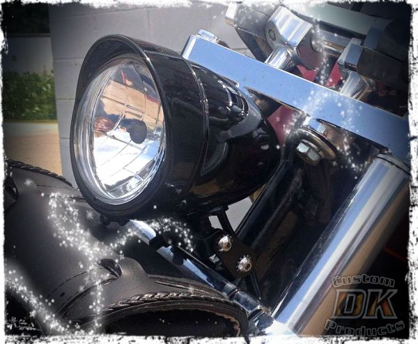 DK Custom Visor Style Black Halogen Headlight Sportster Dyna