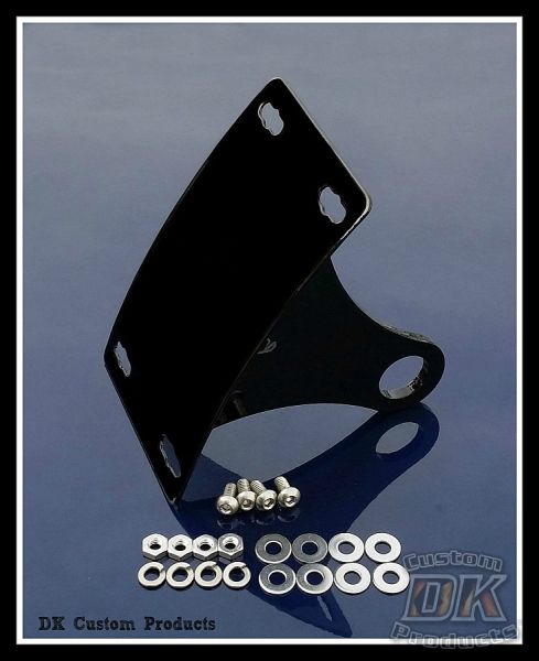 DK Custom Curved License Plate Relocation Kit Harley-Davidson Sportster Dyna Softail 50 LED Run Brake Light