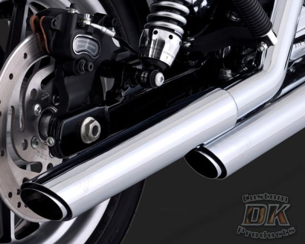 DK Custom V&H Twin Slash Slip-ons for Harley Dyna - Chrome Harley-Davidson Vance & Hines