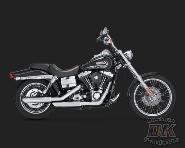 DK Custom V&H Twin Slash Slip-ons for Harley Dyna - Chrome Vance