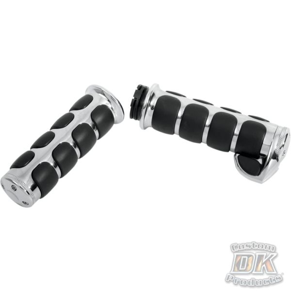 DK Custom CHROME ISO GRIPS Cushioned Grip ~ Dampens Vibration  Fits All Harley Models 1982-Up Kuryakyn Sportster Dyna Softail Touring Trikes Tri-Glide Bagger