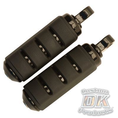 ISO Footpegs Black & Rubber Cushioned Harley-Davidson DK Custom Kuryakyn foot peg grips shift peg highway peg
