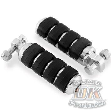 ISO Footpegs Chrome & Rubber Cushioned Harley-Davidson DK Custom Kuryakyn foot peg grips shift peg