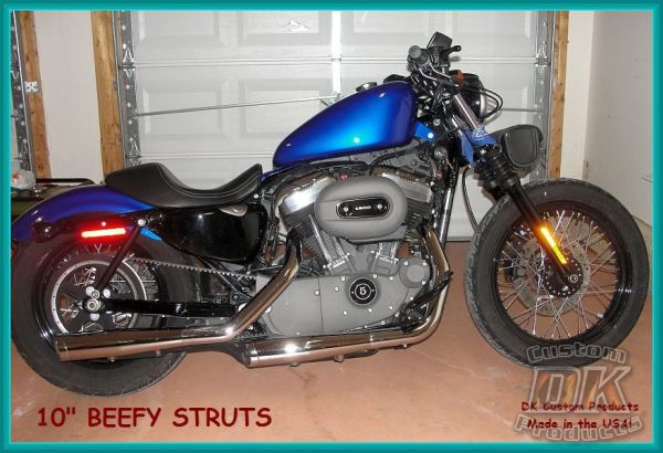 DK Custom Slam Your Ride!  BEEFY Struts Sportster Dyna Nightster Iron 48 Lowering Kit Harley Davidson Rigid