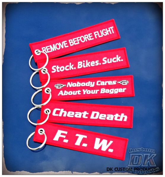 Harley DK Custom Key Tag Chain Ring Assortment of Five Red Key Tags - Patches - Patches Harley Motorcycle 