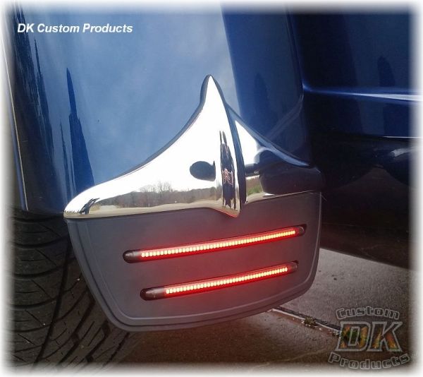 DK Custom Tri-Glide Mud Flaps w/ Run-Brake-Turn LED Lights Built-In Harley-Davidson RBT SEE & BE SEEN!