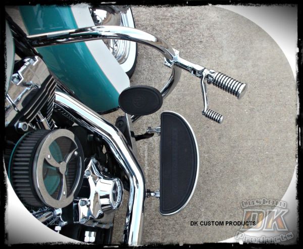 DK Cuatom Chrome Heel Rest Bracket & Arm Kit HARLEY DAVIDSON DK Custom Sportster Dyna Softail Forward Controls Highway Foot Peg Comfort