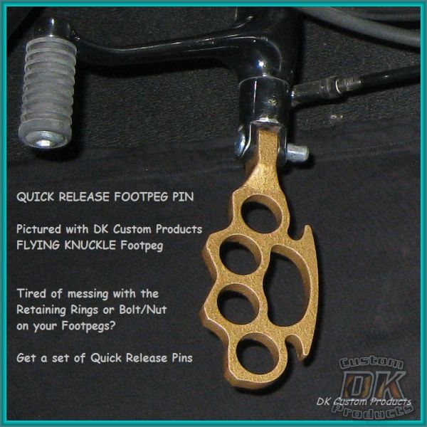 4 QUICK RELEASE FOOTPEG PINS Make for EZ Changes DK Custom Harley Trap Style Gear Shift Peg Sportster Dyna Softail Trike Freewheeler Heel Rest
