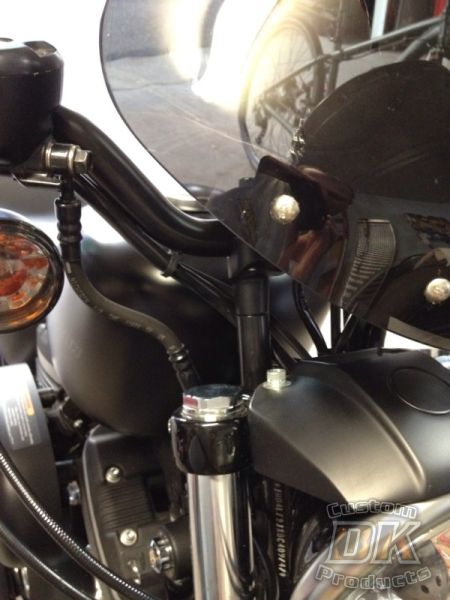2.5” Handlebar Riser Extensions Harley-Davidson Black Steel DK Custom Products Harley Davidson Raise Bars Dyna Softail Sportster Pull Back