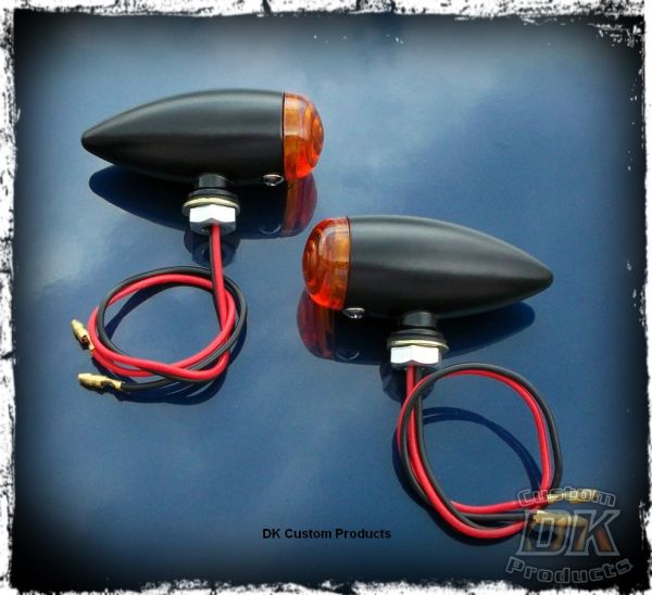 DK Custom Products Streamliner Bullet Turn Signals Running Lights Sano Black Chrome SEE & BE SEEN