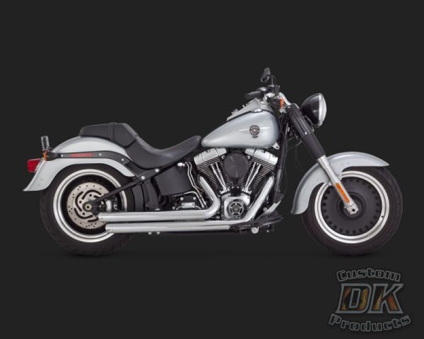 DK Custom V&H Big Shots Staggered for Harley Softail - Chrome