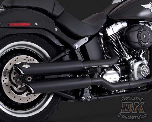 DK Custom V&H Twin Slash Slip-ons for Harley Sportster Dyna Softail - Matte Black Harley-Davidson Vance & Hines