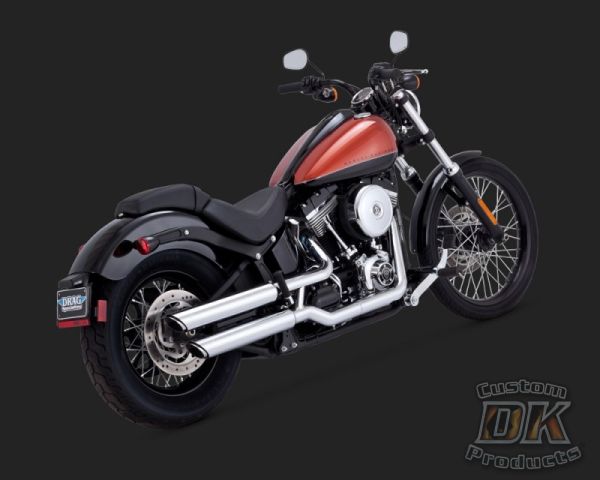 DK Custom V&H Twin Slash Slip-ons for Harley Dyna Softail - Chrome Harley-Davidson Vance & Hines