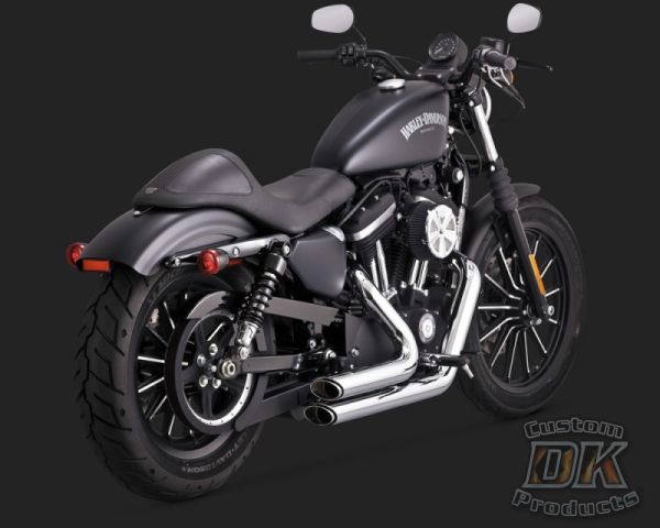 DK Custom V&H Short Shots Staggered for Harley Sportster - Chrome Black Shortshots exhaust Vance & Hines