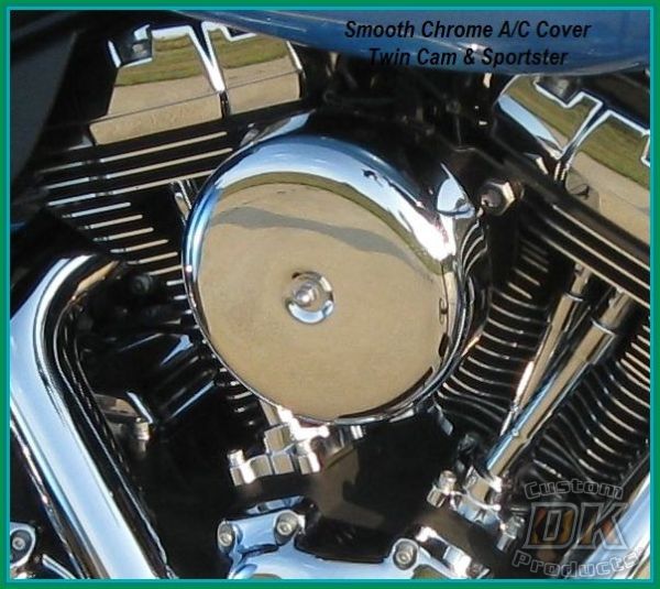 Smooth Chrome Bobber Cover Face Plate Harley Davidson 606 587 425 aluminum polished chrome Big Sucker Pro-Billet Made in USA contrast cut sano black High Performance air cleaner system Sportster Big Twin Evo DK Custom Outlaw Air Cleaner Interchangeable Fa