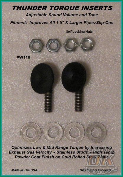  DK Custom Thunder Torque Inserts Increase Torque & give Flexibility in sound volume increasing inertial scavenging reducing engine pumping losses, increasing exhaust gas velocity Harley Davidson