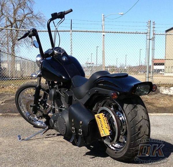 DK Custom License Plate Bracket - Vertical Mount Tail Light Harley Sportster Dyna Softail left OR right side