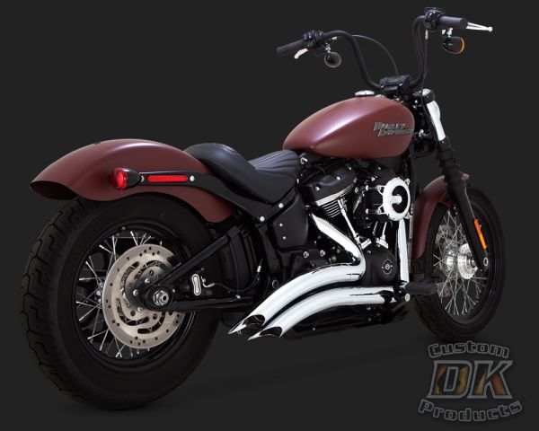 DK Custom V H Big Radius 2 2 Full Exhaust for Harley Milwaukee Eight Softail Chrome