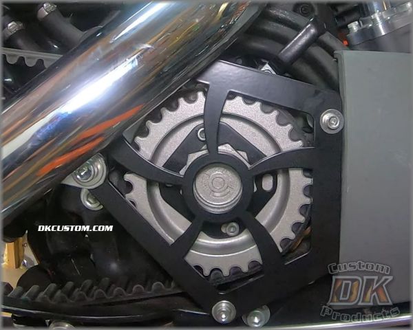 Sano Black Cyclone PULLEY GUARD for 04 Up Sportster DK Custom
