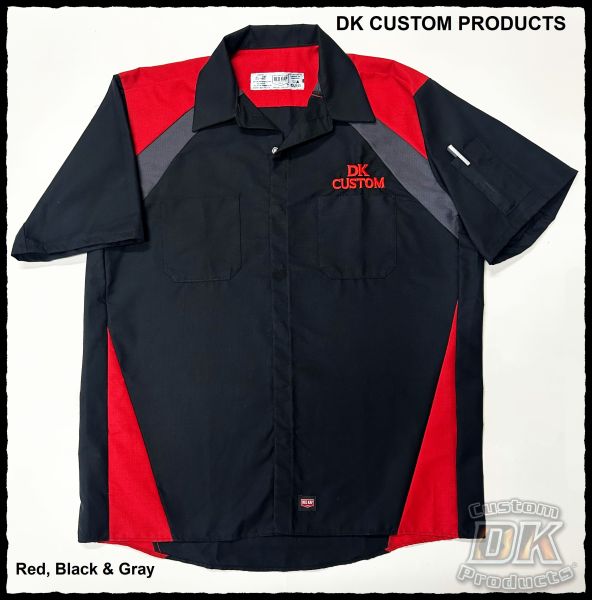 DK Custom Tri-Colored Red Kap Short Sleeve Work Shirt - Embroidered With DK Custom & Your Name