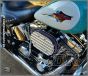 Polished Finned Cover for DK Custom Harley Stage I IV Sportster Dyna Softail Bagger Trike 828 Outlaw High Flow HiFlow Air Cleaner Twin Cam M8 
