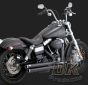 DK Custom V&H Big Shots Staggered for Harley Dyna - Black Vance & Hines Thunder Torque 